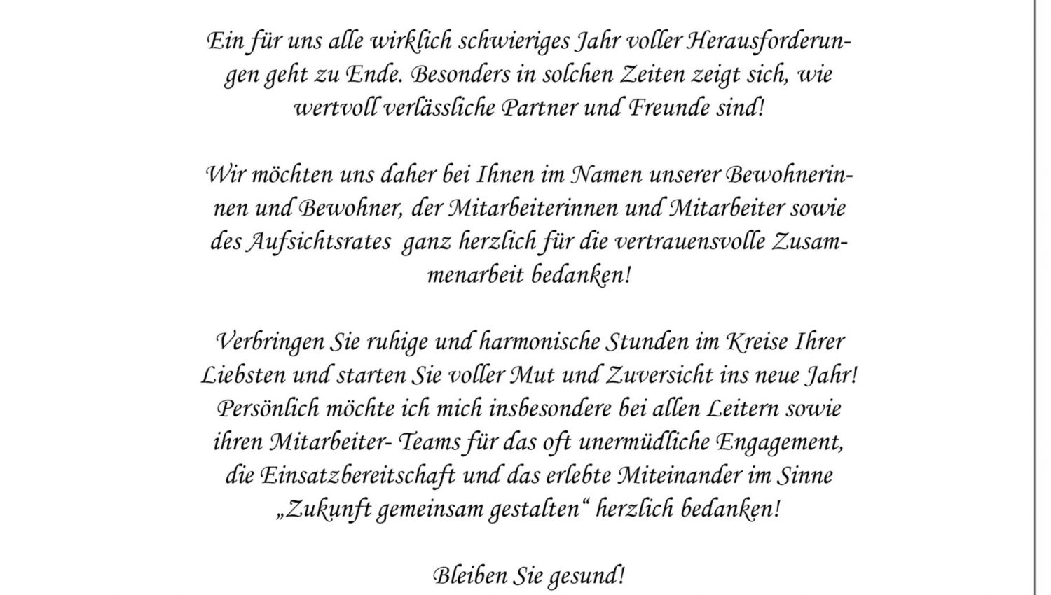 Weihnachtsbrief der Lebenshilfe Auerbach